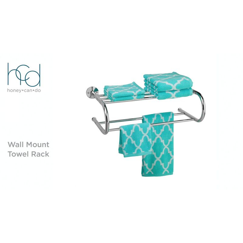 Honey-Can-Do Wall Mount Towel Rack Chrome : Microfiber, Machine Washable, Non-Slip Backing