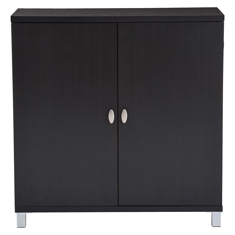 Baxton Studio Marcy Modern and Contemporary Wood Entryway Storage Sideboard Cabinet - Dark Brown: Fixed Shelves, Wood Composite