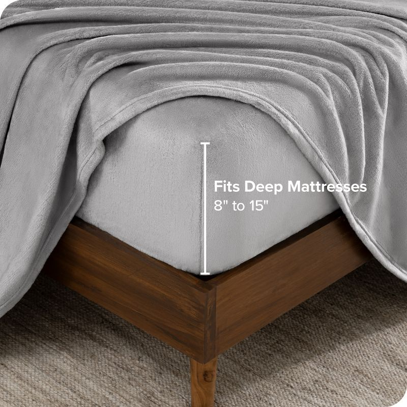 Velvety Soft Microplush Fleece Light Grey Twin XL Sheet Set by Bare Home