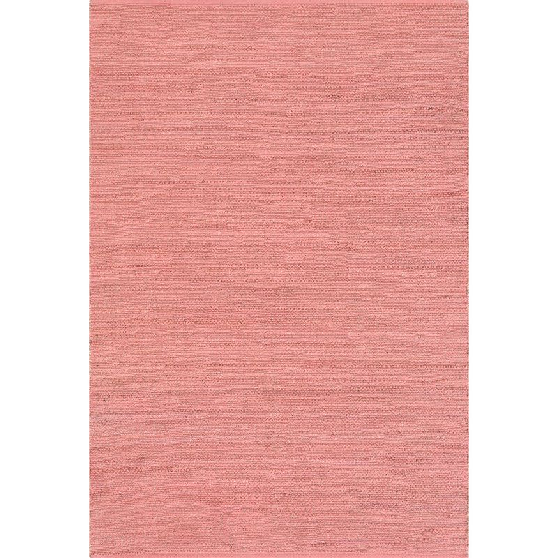 Nuloom 4x6 Elfriede Jute & Cotton Hand Woven Indoor Area Rug, Pink, Solid Rustic Farmhouse Style Natural Fiber Bedroom, Living Room,
