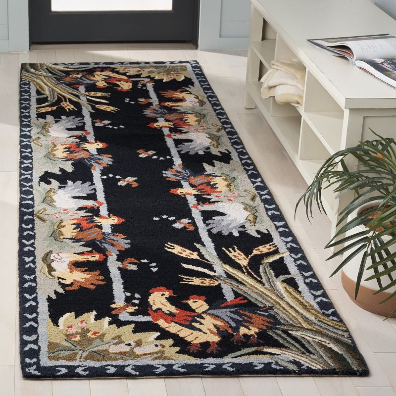 Chelsea HK56 Handmade Runner Rug - 2'6"x10' - Black - Safavieh