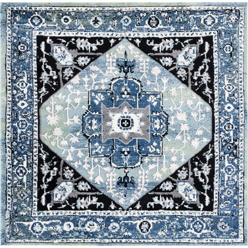 Vintage Hamadan VTH259 Power Loomed Area Rug - Blue/Light Green - 6'7"x6'7" - Safavieh.