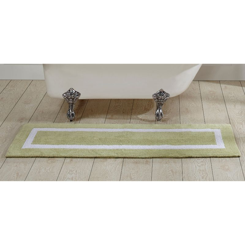 Better Trends Hotel Multi 100% Cotton Tufted Two Tone Reversible Bath Rug 20" x 60" Runner - Sage/White