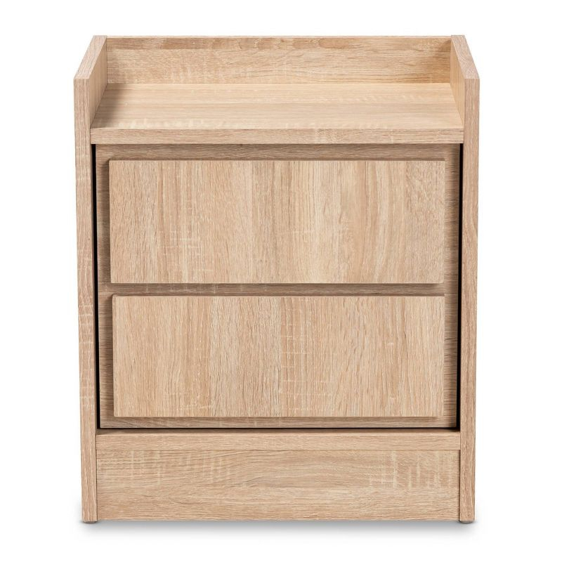 2 Drawers Hale Wood Nightstand Oak - Baxton Studio