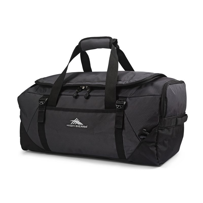 High Sierra Fairlead Zipper Closure Travel Duffel Bag Backpack with Padded Handles and Quick Release Shoulder Straps, Mercury/Black