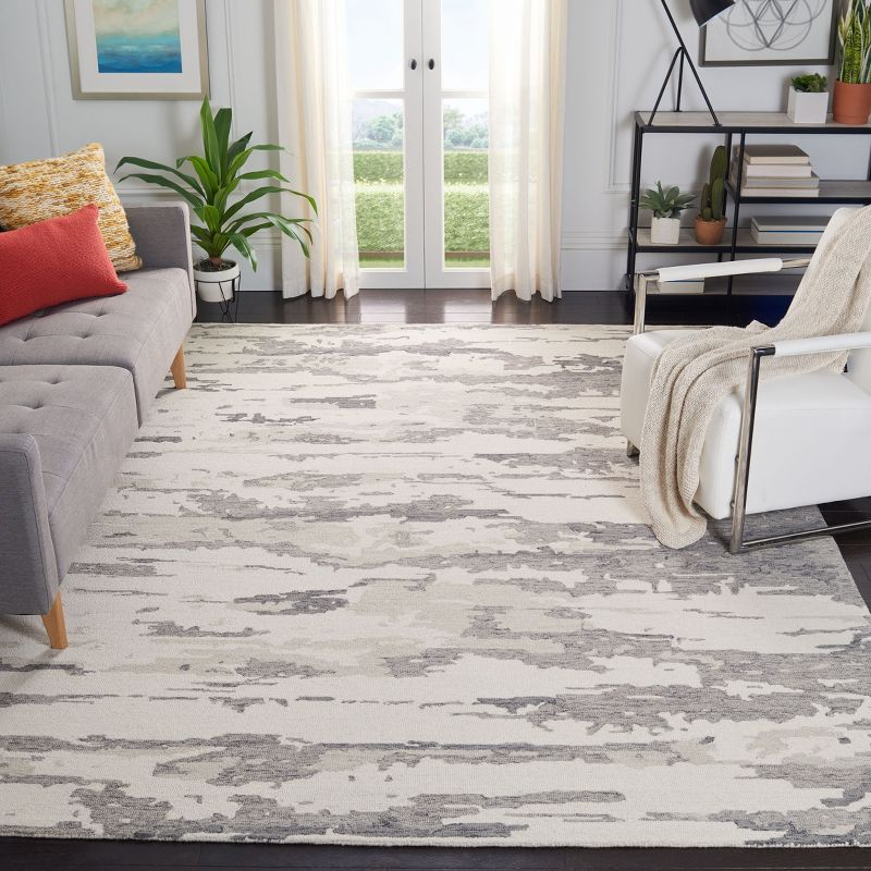 Abstract ABT465 Handmade Indoor Area Rug - Charcoal/Ivory - 10'x14' - Safavieh