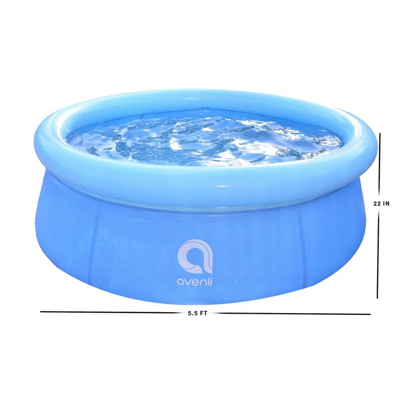 JLeisure Avenli 12014 5.5 Foot x 20 Inch 1 to 2 Person Capacity Prompt Set Kids Above Ground Inflatable Outdoor Backyard Kiddie Swimming Pool, Blue