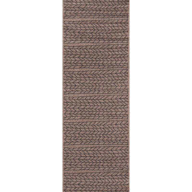 2'x6' Runner Como Ace Rug Tan - Momeni: Modern Geometric Indoor/Outdoor Medium Pile, All-Weather Design