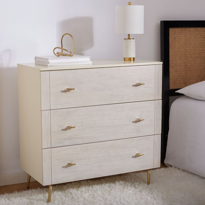 Genevieve 3 Drawer Dresser - DRS5000 - Cream/White Washed - Safavieh