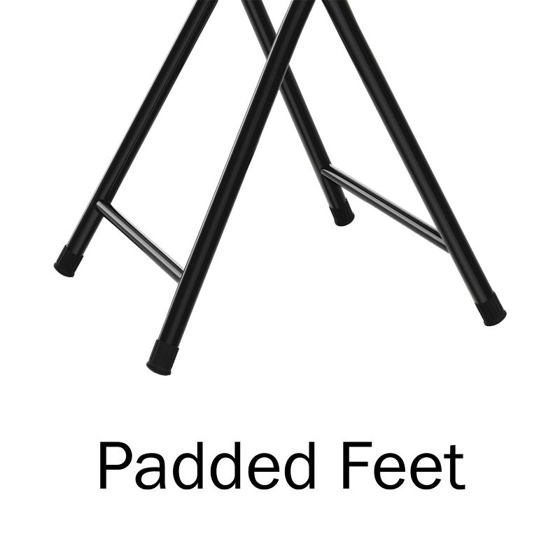 Trademark Home Set of 2 Heavy-Duty 18-Inch Folding Stools with Padded Seats, Black