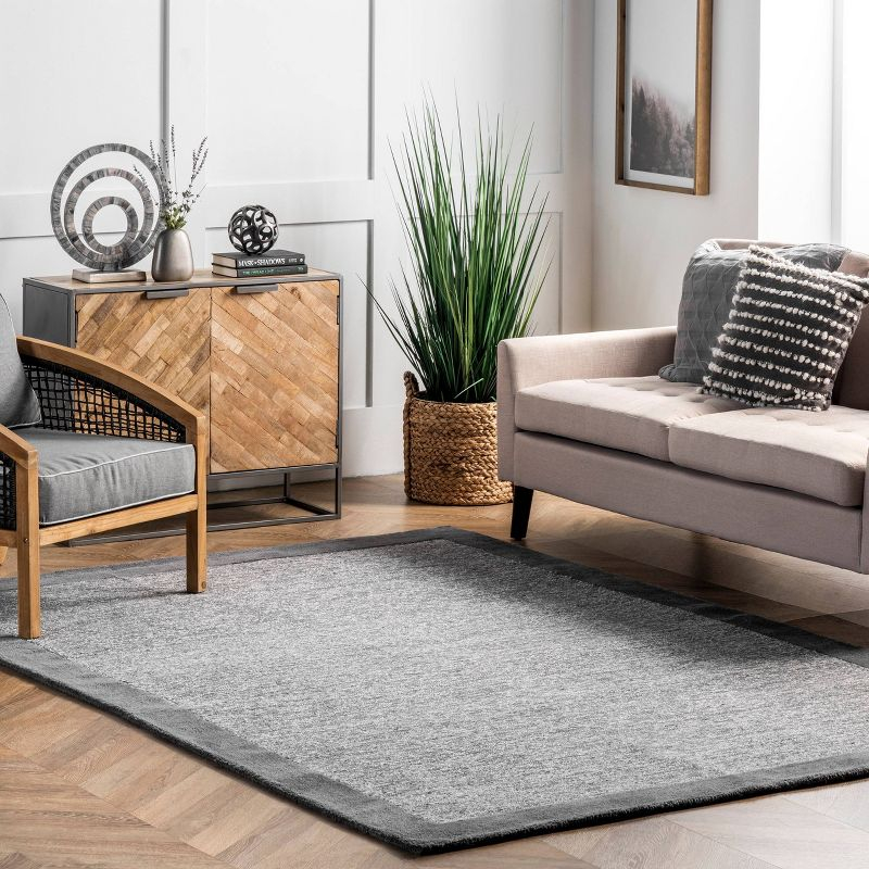5&#39;x8&#39; Marianne Handmade Wool Border Area Rug Gray - nuLOOM