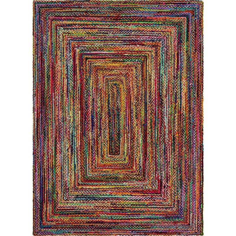 Unique Loom Braided Chindi Collection Area Rug - Layer (10'  x 14' 1" Rectangle Multi/Blue)