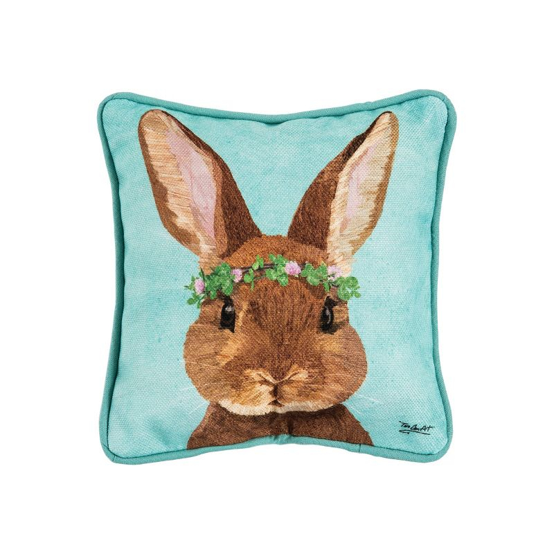 C&F Home 8" x 8" Clover Easter Spring Themed Bunny Spring Small/Petite Printed Accent Throw Pillow
