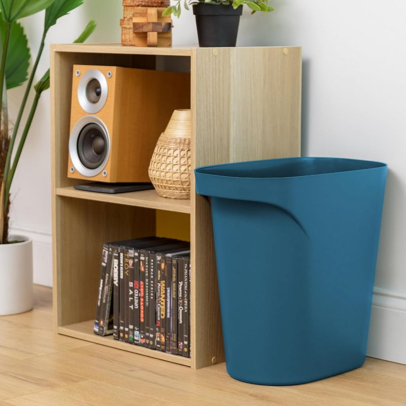 IRIS USA 6 Gallon / 24 Quart Plastic Wastebasket Garbage Trash Cans, 3-Pack, with Handles for Home Office Kitchen Bedroom Bathroom, Navy