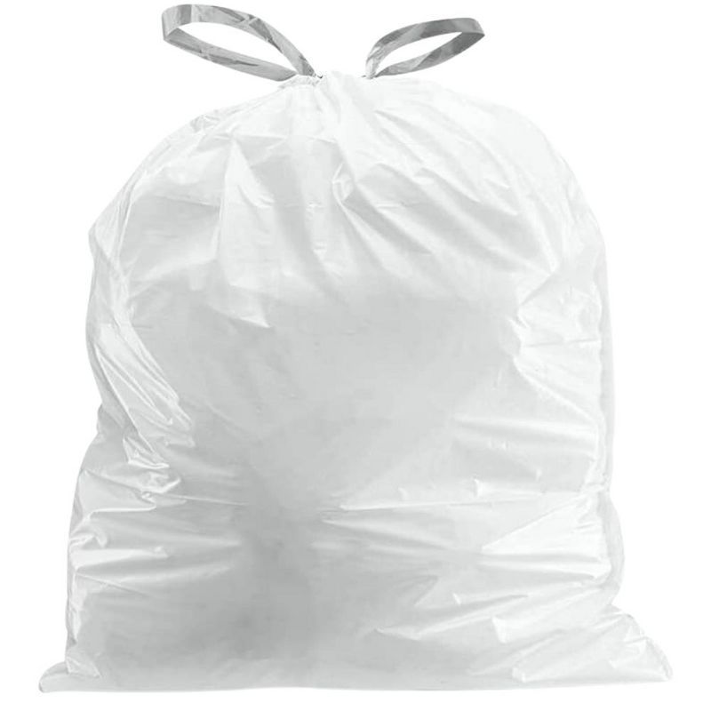 Plasticplace White Trash Bags Compatible with simplehuman Code E (100 Count) 5.2 Gallon / 20 Liter 18.75" x 20
