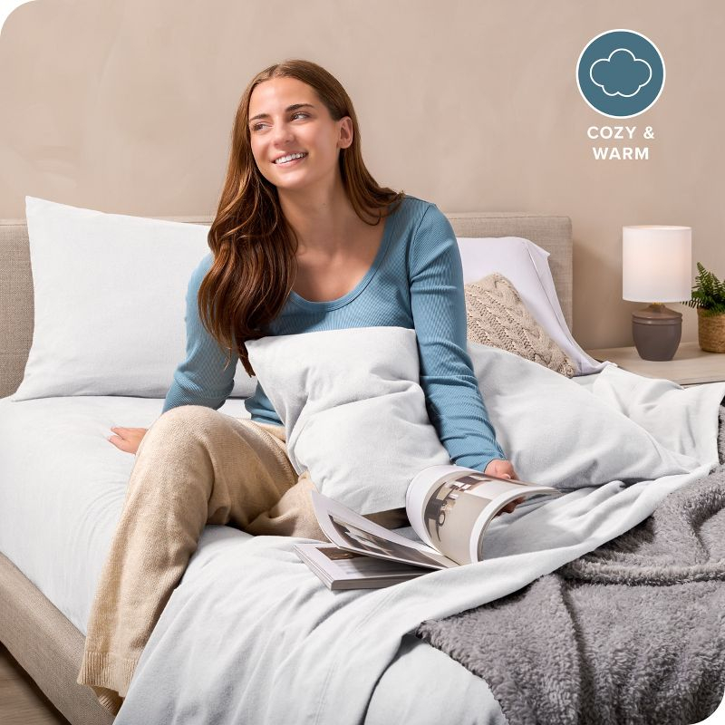 Twin XL White Polar Fleece Sheet Set by Bare Home