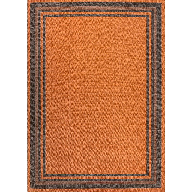 3' x 5' James Modern Border Stripe Indoor/Outdoor Area Rug, Orange/Dark Gray - JONATHAN Y