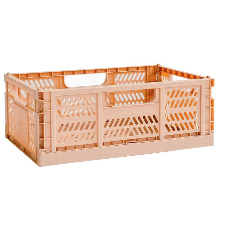 3 Sprouts Rectangular Recycled Plastic Foldable Crate (Large Size) - Clay