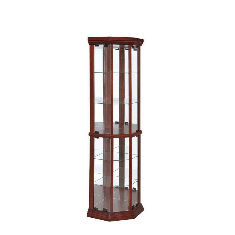 Coaster Appledale Traditional 6 Shelf Corner Curio Cabinet with Glass Doors Medium Brown