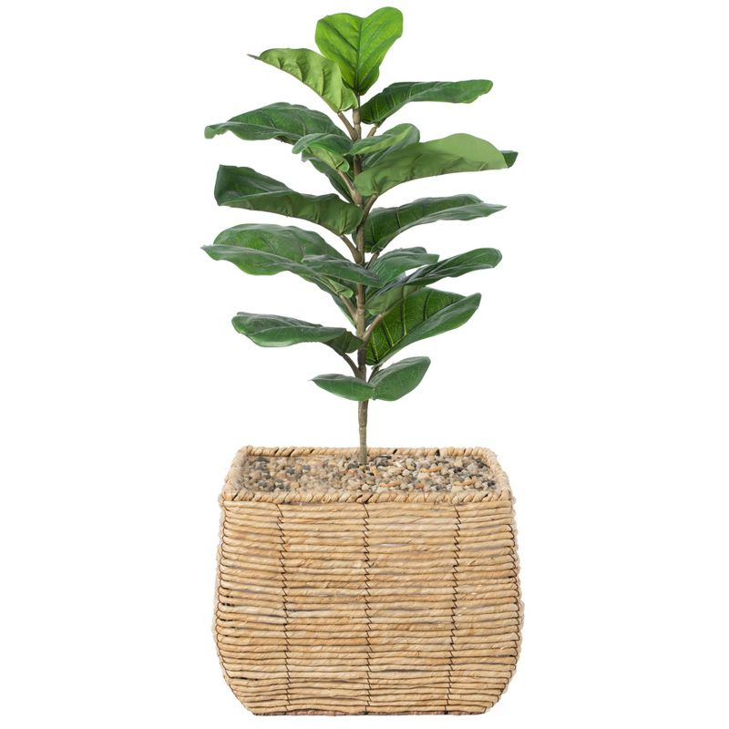 Vintiquewise Woven Square Flower Pot Planter with Leak-Proof Plastic Lining - Large