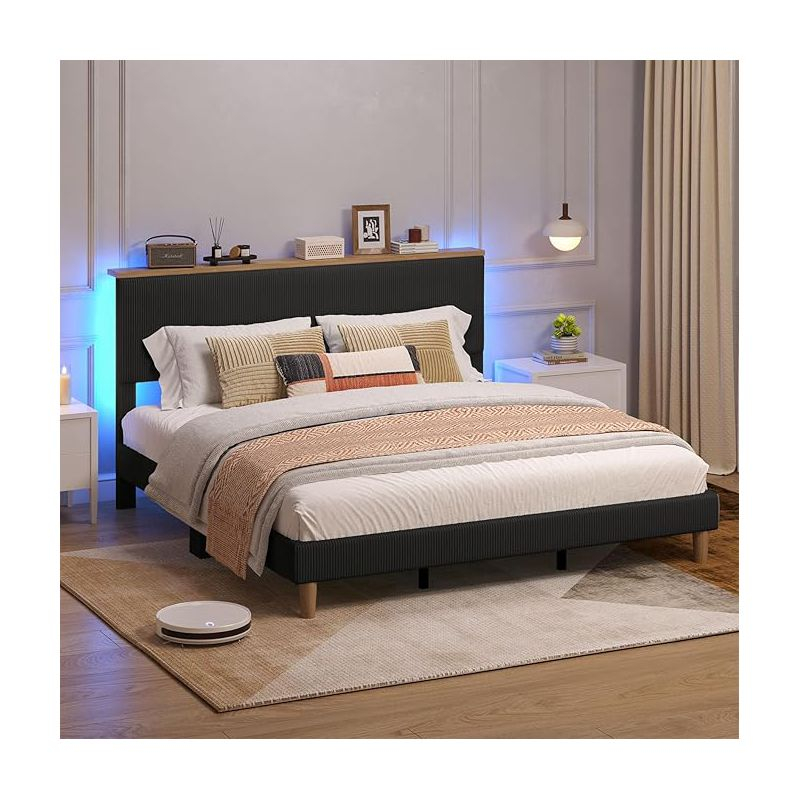 Bestier Queen Size Bed Frame with Headboard Black
