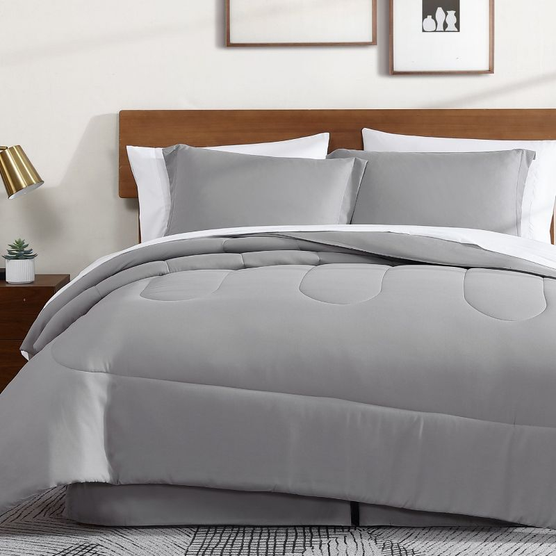 Swift Home | 8-Piece Ultra Soft Solid Bed-In-A-Bag Bedding Set Indigo Full