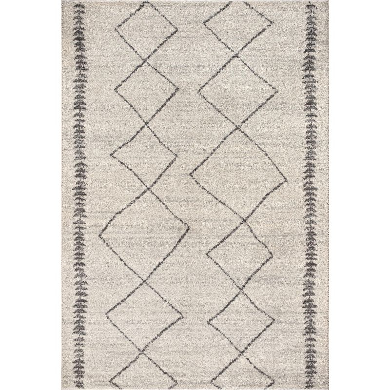 4'x6' Zaina Moroccan Beni Souk Area Rug, Cream/Gray - JONATHAN Y