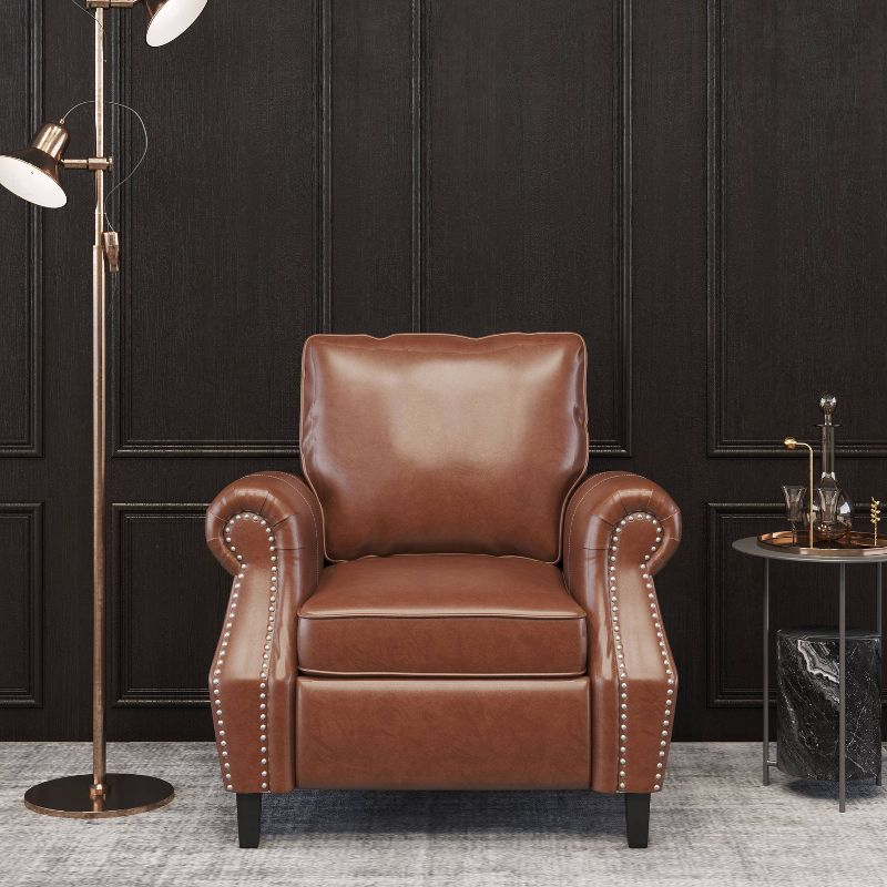 Christopher Knight Home Dowd Faux Leather Club Chair with Nailhead Trim Cognac Brown