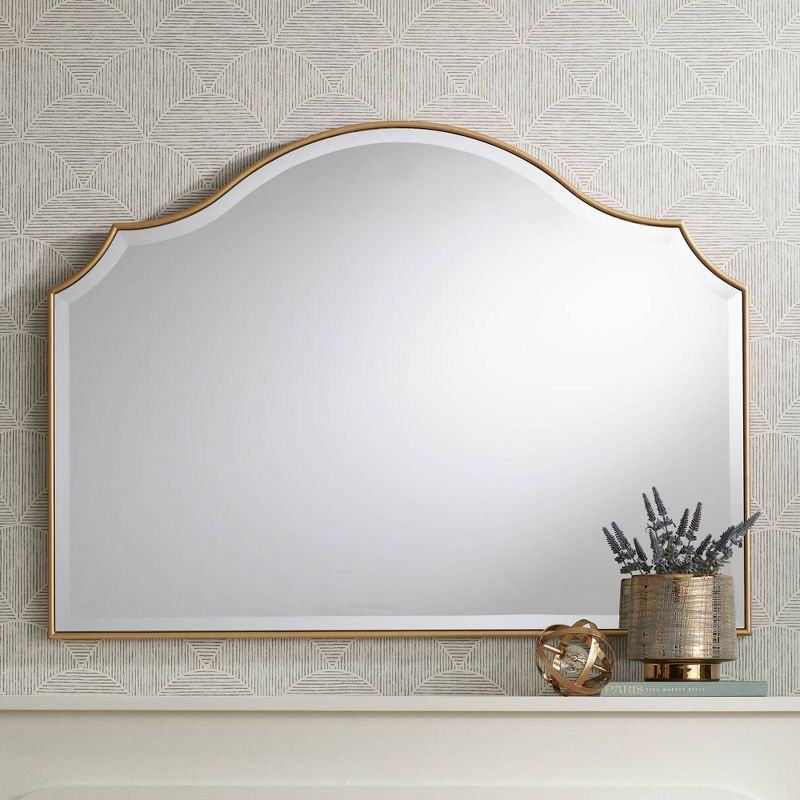Noble Park Vinyard Arch Top Vanity Decorative Wall Mirror Vintage Beveled Glass Gold Frame 38" Wide for Bathroom Bedroom Home