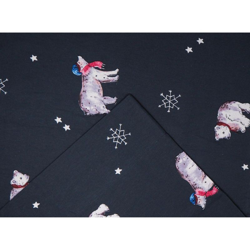 Pointehaven 180 GSM 100% Cotton Snow Bear Printed Flannel Deep Pocket 4 pc Sheet Set, California King