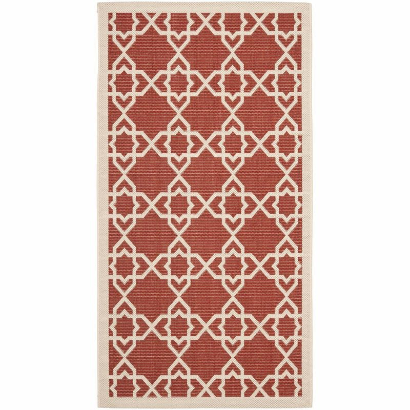 Courtyard CY6032 Power Loomed Indoor and Outdoor Accent Rug - Red/Beige - 2'7"x5' - Safavieh