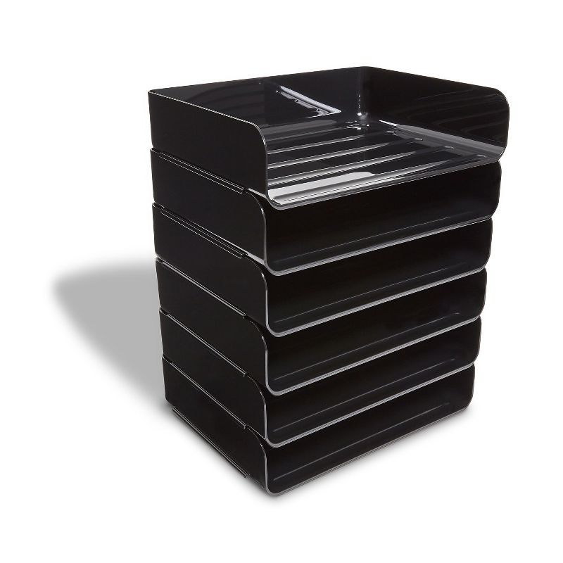 TRU RED Side Load Stackable Plastic Letter Tray Black(TR55329)