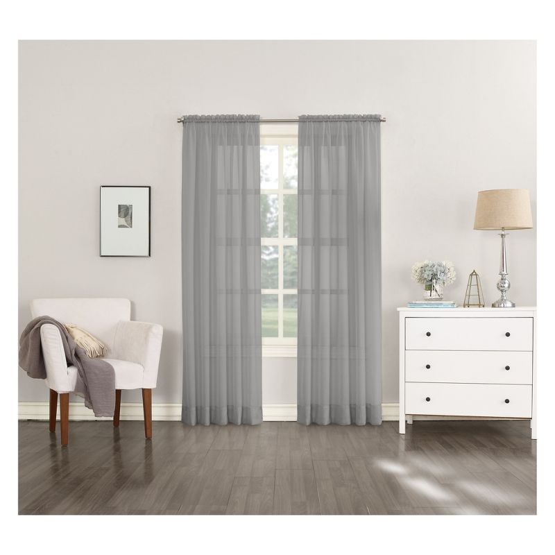 63"x59" Emily Sheer Voile Rod Pocket Curtain Panel Charcoal - No. 918
