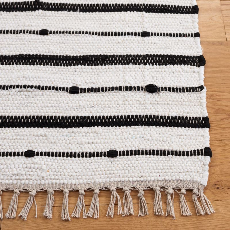 Striped Kilim STK204 Hand Woven Area Rug - Ivory/Black - 3'x5' - Safavieh.