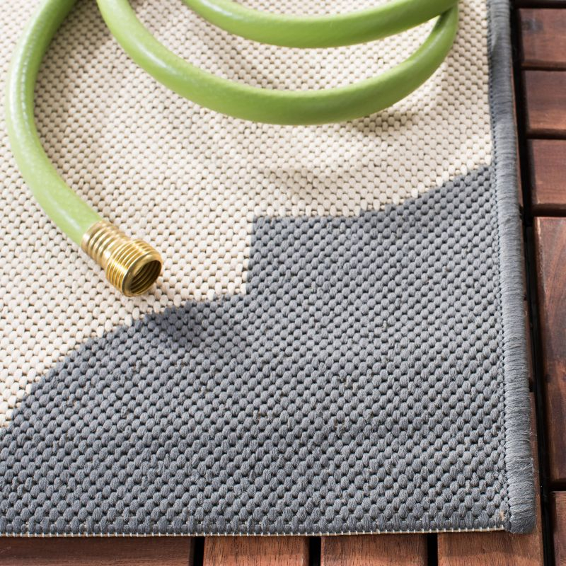 Courtyard CY6162 Power Loomed Indoor and Outdoor Area Rug - Beige/Anthracite - 5'3"x7'7" - Safavieh