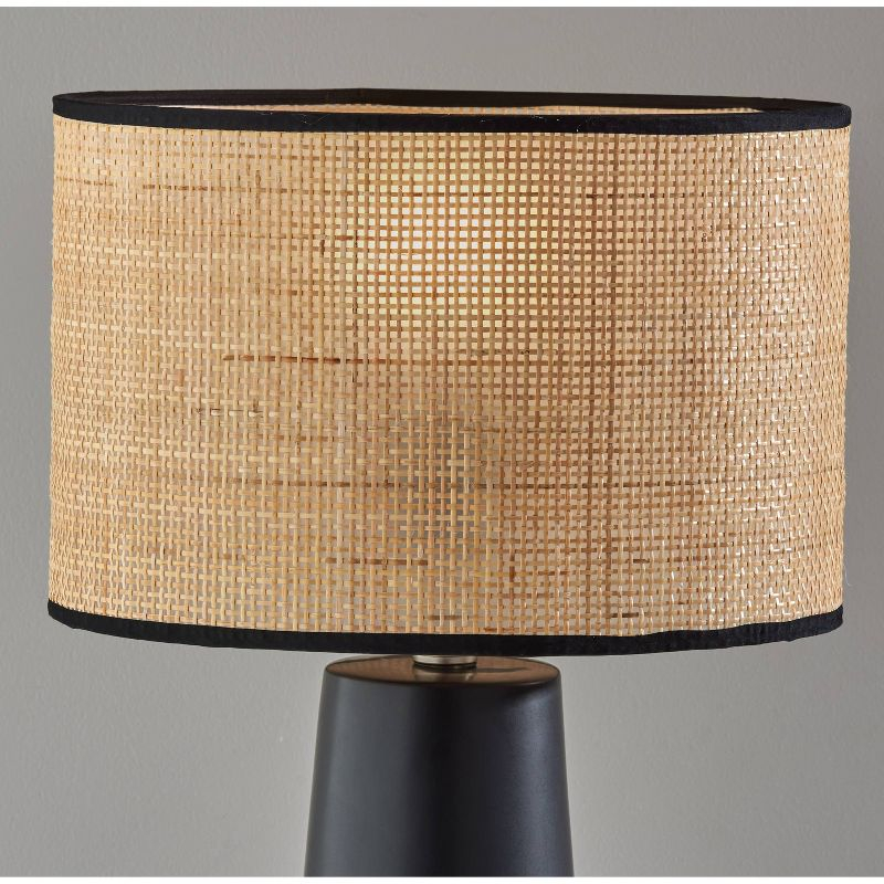Sheffield Table Lamp Black - Adesso: Coastal Rattan Shade, Ceramic Base, ETL Listed, No Assembly Required