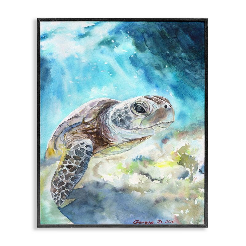 Stupell Industries Sea Turtle Ocean Watercolor, 16" x 20"