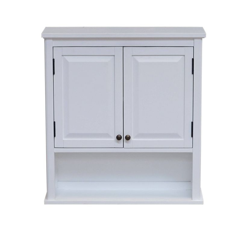 Dorset Wall Mounted Bath Storage Cabinet with Two Doors and Open Shelf White - Alaterre Furniture: Hardwood Medicine Cabinet, Adjustable Shelf