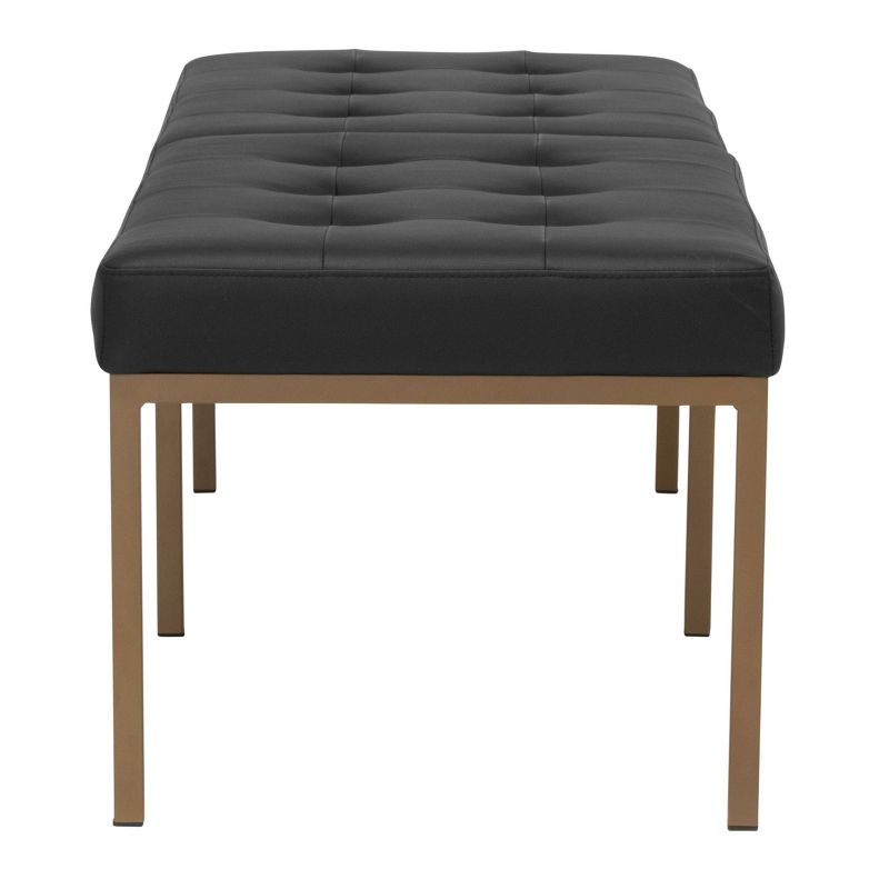 60" Wide Camber Modern Metal and Bonded Leather Bench Black/Bronze - Studio Designs Home: Elegant Tufted Seating