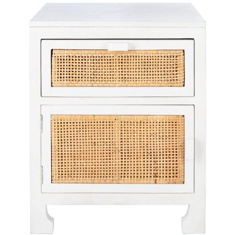 Dave 1 Drawer 1 Door Nightstand - NST4003 - White/Natural - Safavieh