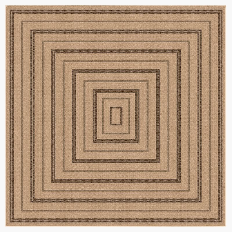 Liora Manne Sahara Multi Border Indoor/Outdoor Rug Natural 7'10" Square