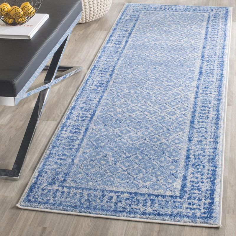 Adirondack ADR110 Machine Made Indoor Runner - Silver/Blue - 2'-6"x8' - Safavieh