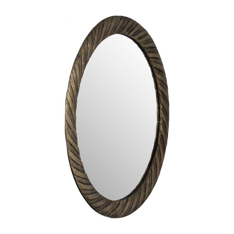 SAGEBROOK HOME 29" Metal Hurricane Pattern Mirror Bronze: Contemporary Style, Hand-Painted, Wall Mounted