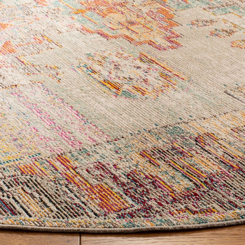 Crystal CRS517 Power Loomed Area Rug - Light Grey/Purple - 5' round - Safavieh.