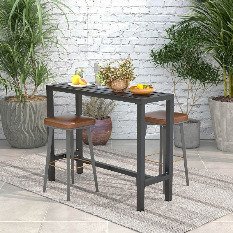 Costway Outdoor Metal Bar Table 48'' Patio Rectangular Counter Height Dining Table Black