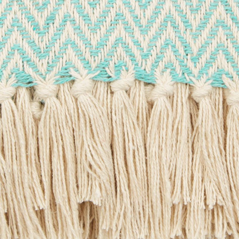 50"x60" Handloom Chevron Throw Blanket Aqua Blue - Design Imports: Cotton, Woven, Lightweight