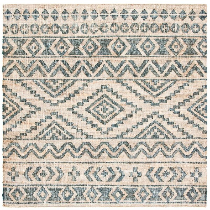 Kilim KLM751 Hand Loomed Area Rug - Natural/Charcoal - 7'x7' - Safavieh