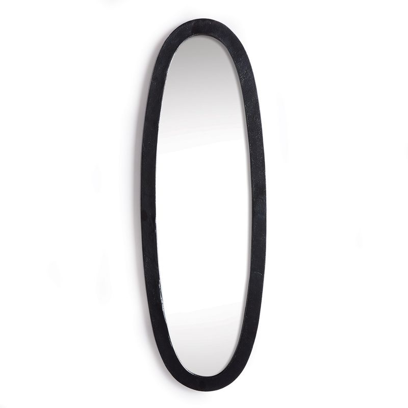 Plum & Post 13"W x 1"D x 38.75"H Lamelle Black Framed Full Oval Full Length Wall Mirror