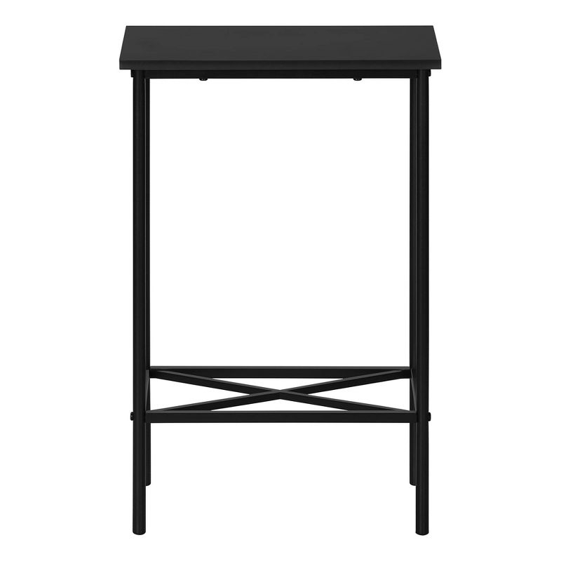 Monarch Specialties Accent Table Side End Narrow Small 2 Tier Living Room Bedroom Metal Laminate Black Contemporary Modern