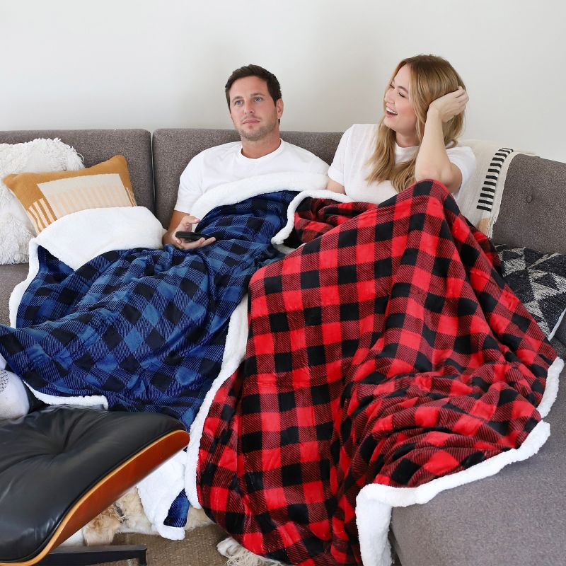 Catalonia Velvety Fleece Blanket Throw, Super Soft Warm Fleece Plush Bed Blanket, 60"x80", Winter Caring Gift, Christmas Gift, Red Plaid